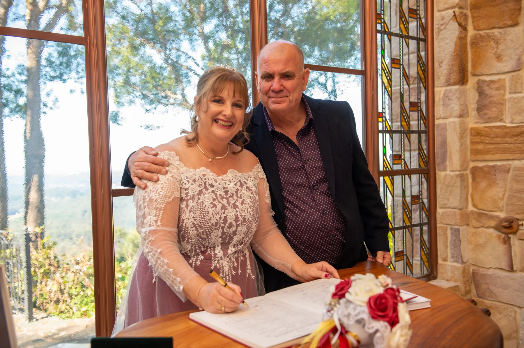Stephanie and Nicholas celebrating at The Chapel Montville